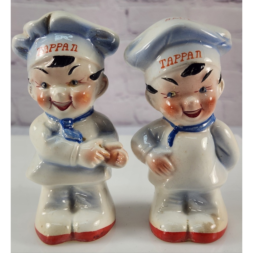 Vintage Tappan Range Stove Promo 1950's Chef Salt and Pepper Shakers 4.25"